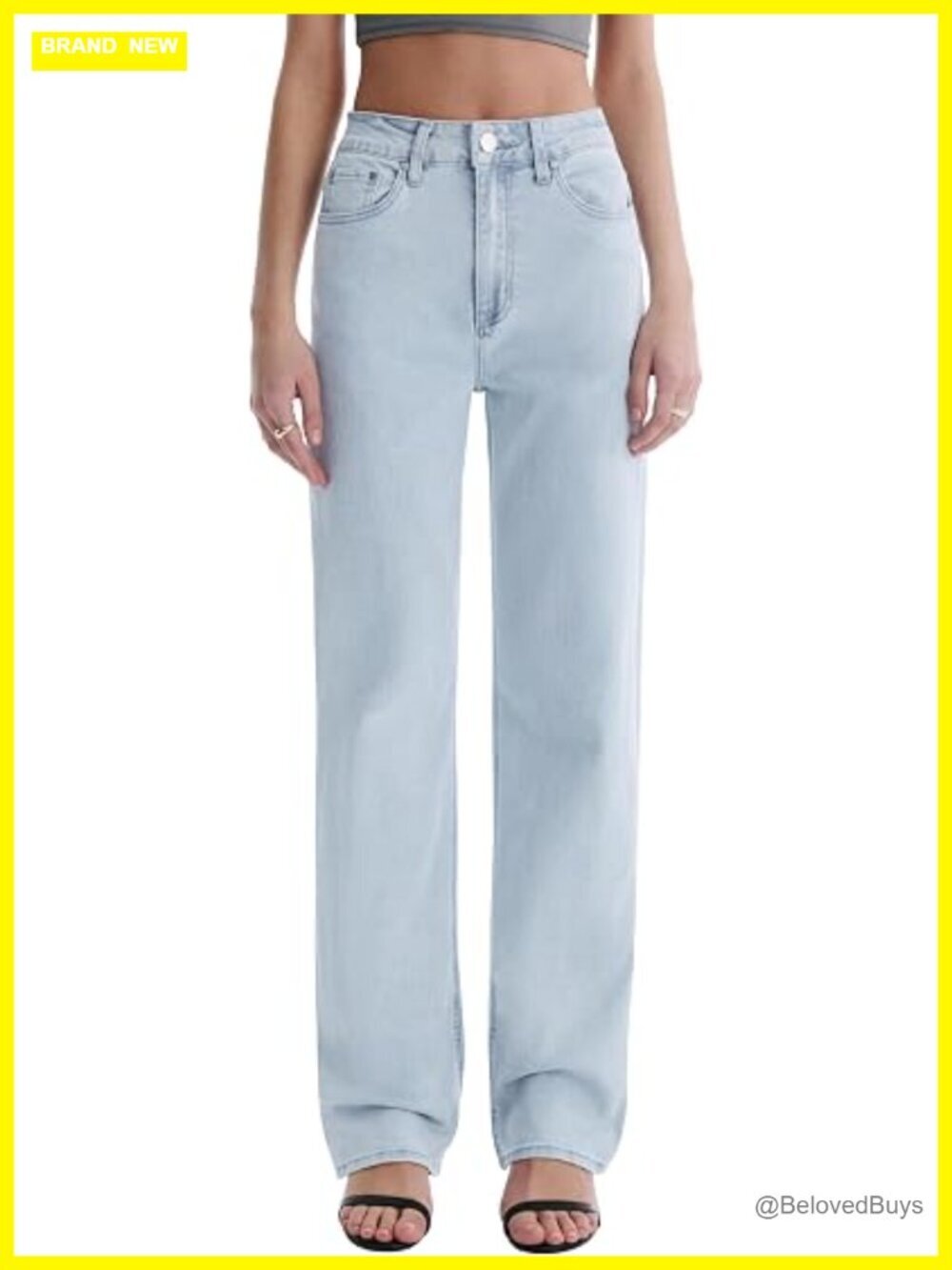 High Waisted Straight Leg Stretchy Jeans Wide Leg Casual Denim Pants